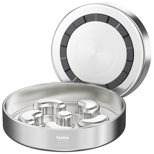 Slow Feeder Dog Bowl-2Cups for Medium Breeds, Double Wall Food-Grade Stainless Steel, Heavy Duty with Non-Slip Rubber Base, Puzzle Maze Bowl to Slow Down Eating - color: Spiral-1Pack, size: M 2~2.5Cups