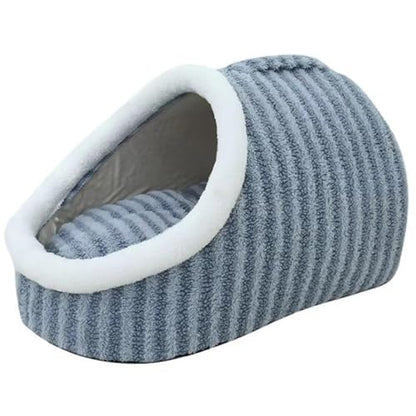 Warm Nest Bed, Soft Cozy Pet Cave with Removable Cushion, Non-Slip Washable Soft Slipper Cave for Small and Medium Pets (Blue, Medium) - color: Blue, size: Medium