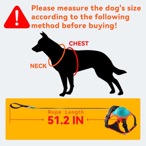 Dog Harness with Retractable Leash 51.2”,2-in-1 Large & Medium Dog Harness Vest with Built-in Auto-Stop Leash, 370 LB of Pull Adjustable Dog Walking Harness-XL, Hand Free Dog Leash Harness Set - size: XL(Neck20.7-31" Chest32-42")
