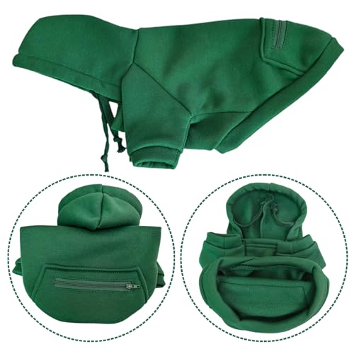 Jecikelon Dog Hoodies for Small Dogs with Zipper Pocket, Soft Fleece Puppy Clothes with Rope Hat, Warm Winter Outfits Cold Weather Coats, Cute Sweatshirt Chihuahua Costume (Green, X-Small) - color: Green, size: X-Small