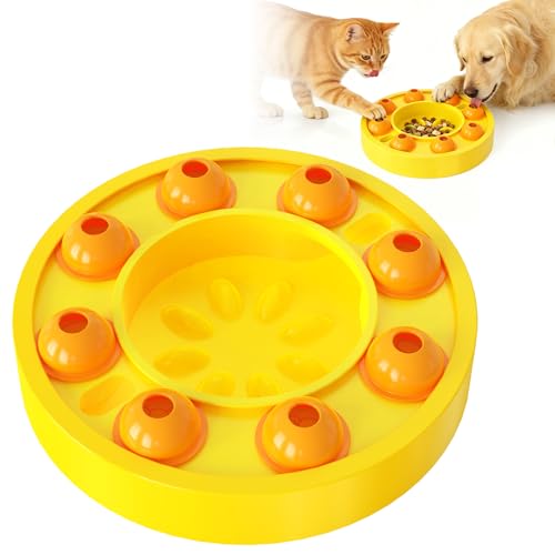 Dog Food Puzzle Toys Interactive Game Toy for IQ Training Enrichment Dog Food Puzzle Slow Feeder for Small, Medium Dogs and All Cats (Yellow Bowl) - color: Yellow Bowl