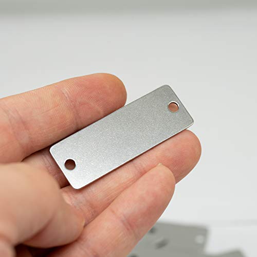 25 Pack Stainless Steel Blank Tags Rectangle Stamping Blanks with Two Holes