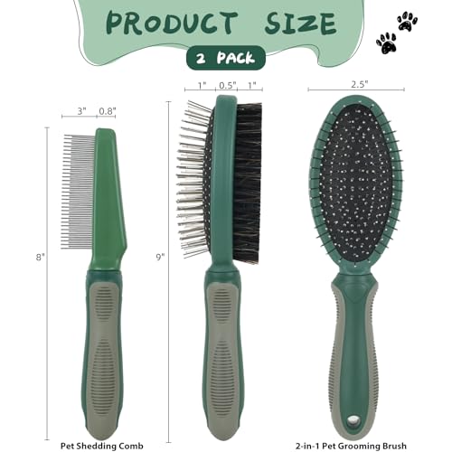2PCS Pet Grooming and Deshedding Tools, 2-In-1 Double-Sided Cat Brush for Shedding and Bathing, Dogs & Cats Shedding Comb for Long and Short Haired Dogs Cats