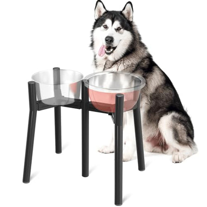 2-in-1 Adjustable Elevated Dog Bowls Stand for 7-10.6" Wide Bowls, Raised Dog Food & Water Bowl Stand, 13.7" Height (Bowl Not Included) - color: Black-HL2, size: Height: 13.7", Width: 7-10.6"