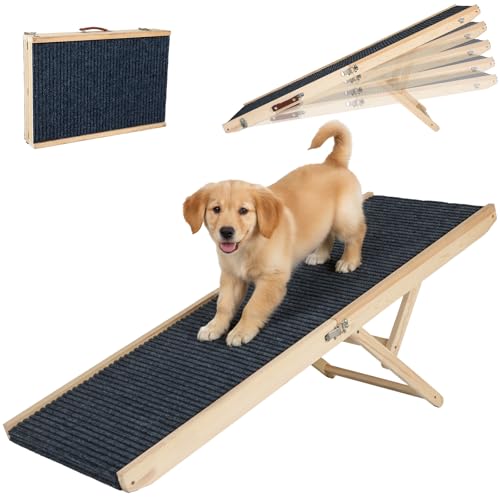 Foldable Dog Ramp for Bed and Couch - Adjustable Height with Leather Handle, Perfect for Small Dogs and Cats, Portable Pet Ramp for Easy Storage, 5 Adjustable Height, Portable 47.24'' Long - size: 120CM Long