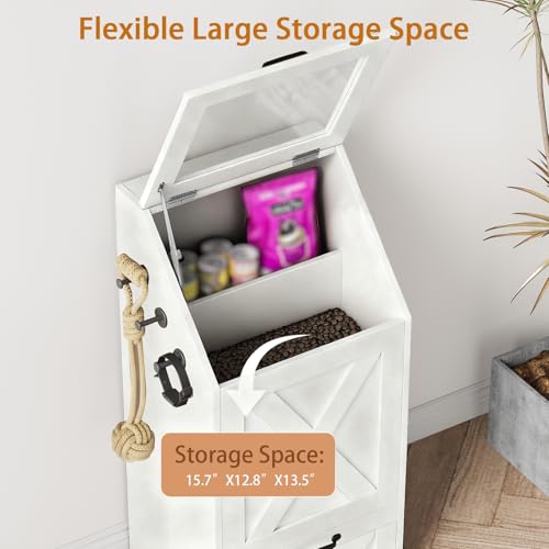 Dog Feeding Station with 2 Elevated Bowls, Dog Food Storage Cabinet with Pet Toy Organizer and Flip Top Pet Feeding Station,Hidden Pet Feeder Station for Cats and Dogs(Dog Feeding Station-White) - color: Dog Feeding Station-White