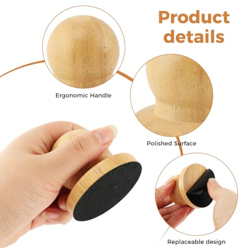 Dog Nail File Scratch Board Set, Round Wooden Paw Scratch Board, Includes 6 Replaceable Sandpaper Discs and Pet Claw File, Nail Care Grooming Tool for Dogs, Helps Smooth Claws