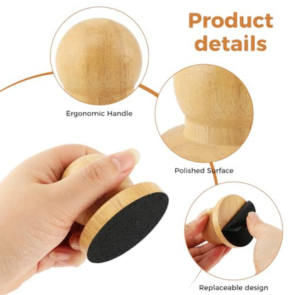 Dog Nail File Scratch Board Set, Round Wooden Paw Scratch Board, Includes 6 Replaceable Sandpaper Discs and Pet Claw File, Nail Care Grooming Tool for Dogs, Helps Smooth Claws