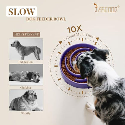 JASGOOD Slow Feeder Bowl for Large Dogs, Anti-Gulping Pet Bowl, Prevents Bloat & Choking - color: N-Taro purple