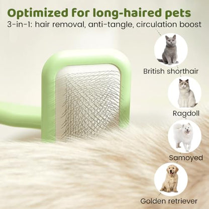 Pet Groomer Pin Brush, Professional Dog Wahing Brush Self Cleaning Slicker Comb for Cats & Dogs - color: Large Green, size: 6.5*4.72*1.97in