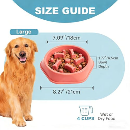 Slow Feeder Dog Bowls Anti Gulping Reduces Gastric Burden Prevents Bloat and Digestive Issues Safe Durable Material Easy to Clean Puppy Slow Feeder Bowl for Healthy Eating Excess Energy Management - color: Pink