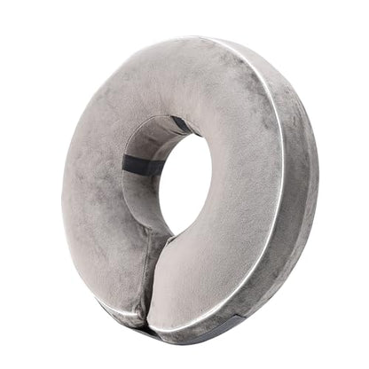 Inflatable Reflective Dog Cone Collar Alternative After Surgery,Doggie Recovery Dount Neck Ecollar,Adjustable Soft Dog Cone Collar for Small Medium Large Dogs (Grey, L) - color: Grey, size: Large（14"-16"）