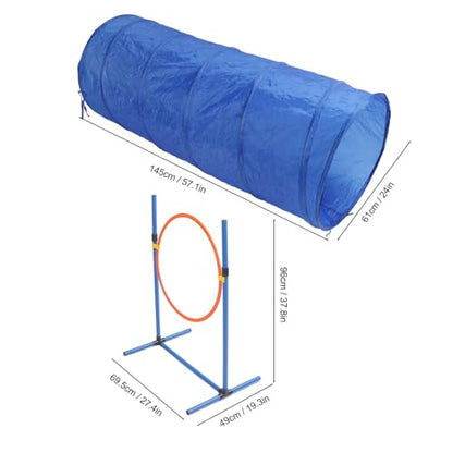 Dog Agility Training Kit with Tunnel, Ring, and Poles – Lightweight, Easy to Assemble, ABS and Polyester Construction
