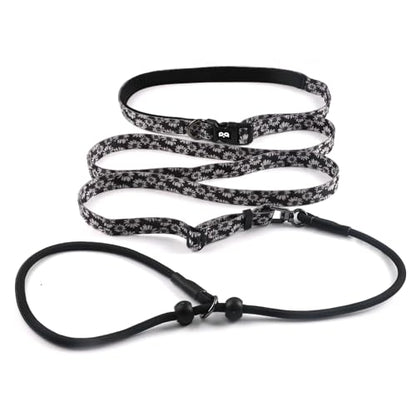 QQPETS Adjustable Slip Lead Dog Leash, Hands Free Waist Leash for Dog Walking, Reflective Training Lead with 360° Swivel Anti-Tangle, 4-7 ft Length for All Breeds - color: White Daisy
