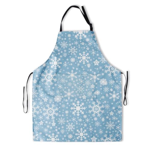 Sweetshow Cute Dog Apron with 2 Pockets and Adjustable Neck Waterproof Kitchen Cooking Dog Grooming Aprons for Women Men - color: White Snow