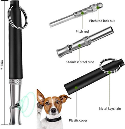 Dog Whistle to Stop Barking, Adjustable Pitch Ultrasonic Silent Dog Whistle, Professional Dog Training Whistle for Recall & Obedience, with Lanyard