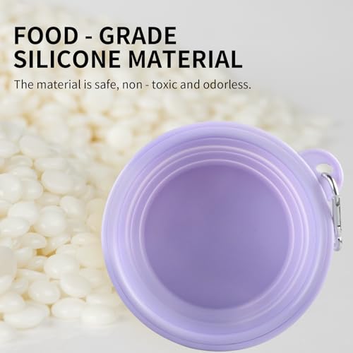 Collapsible Dog Bowls 2-Pack, Portable Travel Dog Bowl with Carabiner, Food-Grade Silicone Pet Bowl for Hiking, Walking (22 OZ Macaron Blue and Violet) - color: 22 OZ Macaron Blue and Violet