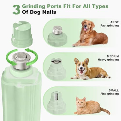 2-in-1 Dog Nail Clippers & Dog Nail Grinder with 2 LED Lights, Ultra-Quiet, Multiple Grinding Methods, USB Rechargeable and Splash Guard for Small, Medium, and Large Dogs & Cats (Green) - color: Green