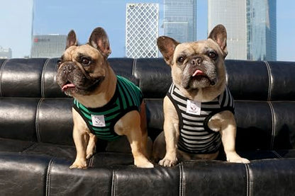 iChoue English Bulldog 100% Breathable Cotton Striped T Shirts Halloween Vest Clothes for Medium Dogs Tank Tops French Frenchie Pug Boston Terrier Pitbull Grey Black Stripes - XLarge - color: Classic Stripe Black Grey, size: X-Large ( 45 - 55 lbs )
