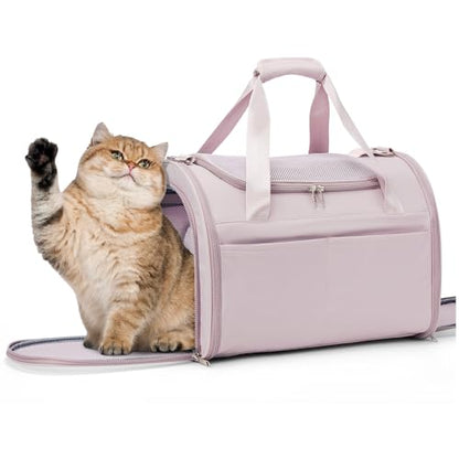 Cat Carrier Soft, Pet Dog Carrier Soft-Sided Airline Approved, Pet Travel Carrier Up to 20lbs, Collapsible Cat Carrier Dog Carrier for Medium Cats Small Dogs, Pink - color: Pink
