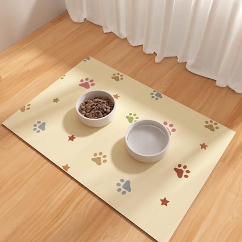 Pet Feeding Mat 12"x20"- Absorbent Dog Mat, Small Pet Food Mat, Rubber Pet Food Mat, Pet Food Mats for Floor Waterproof, Dog Water Matt for Sloppy Drinker, Cat Food Bowl Mat, Beige - color: Beige, size: 12"x20"
