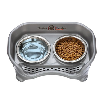 Neater Feeder Express Mess Proof Dog Bowls Elevated for Small Breeds Under 15 Lb, Made in USA, No Spill Raised Dog Food Bowl Stand, Stainless Steel Food and Water Bowl Set, Feeding Station, Grey - color: Gunmetal Grey, size: Small w/ Standard Bowls