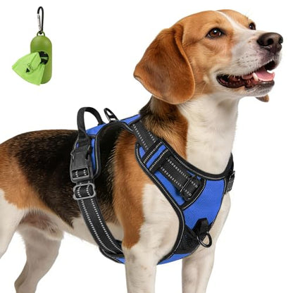Joytale No Pull Dog Harness Medium Sized Dog, Reflective Pet Vest with Front Clip, Adjustable Soft Padded Harnesses with Easy Control Handle for Training and Walking, Navy Blue, M - color: Navy Blue, size: Medium