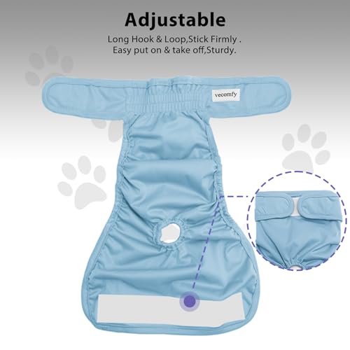 Vecomfy Reusable Female Dog Diapers for Medium Dogs,(4 Pack) Easy Absorbent Large Doggie Diapers for Peeing,in Heat,Dog Period Panties,L - size: Large(Pack of 4)