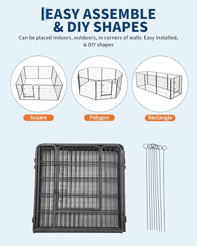 24 Inch 8 Panels Dog Playpen, Heavy Duty Metal Pet Exercise Pen with Secure Gate, Foldable Portable Dog Fence, Anti-Rust Metal Puppy Playpen for Large Small Dogs, Outdoor Yard RV Camping & Indoor Use - size: 32"x24"- 8 pcs
