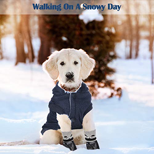 Winter Dog Coat Warm and Cat Boots Shoes Socks Waterproof Puppy Jacket Small Dog Booties Paw Protectors Stylish Hooded Coat for Puppy(Navy Blue,M) - size: M