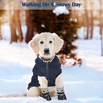 Winter Dog Coat Warm and Cat Boots Shoes Socks Waterproof Puppy Jacket Small Dog Booties Paw Protectors Stylish Hooded Coat for Puppy(Navy Blue,M) - size: M