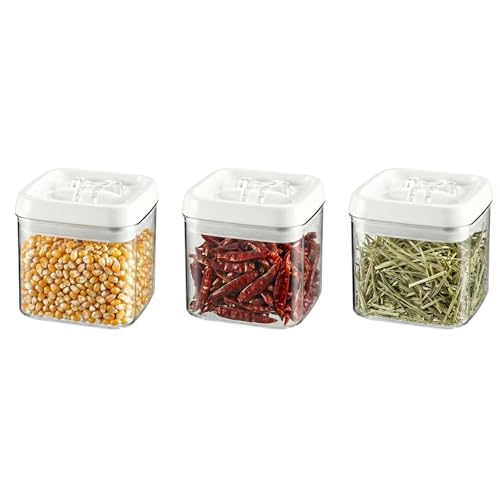 Felli Flip Tite Food Storage Container 4" Small Size Airtight Lid Lock Top, Stackable Kitchen Canister for Space Saving, Pantry Fridge Cupboard Organizer, Spice Seasoning Pet Treats Snack (0.5 qt) - color: White, size: 4"