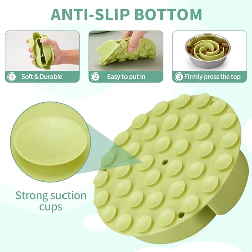 Slow Feeder Dog Bowls Insert, Animire Soft Silicone Slow Eating Dog Food Bowl for Small, Medium and Large Dogs, Compatible with Regular and Elevated Bowls - color: Green, size: S