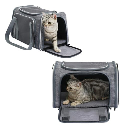 Cat Carrier - Soft-Sided Dog Pet Carrier, Portable Foldable Pet Bag up to 28 Lbs, Airline Approved Travel Puppy Carrier (Large, Light Grey) - color: Light Grey, size: 19.7"L x 12"W x 12"H