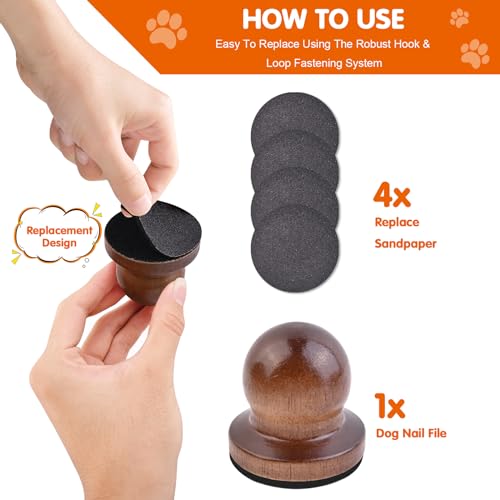 Dog Nail File Dog Scratch Board for Nails Wooden Handicraft Cat Dog Nail Scratch Pad with 4 Pcs Replaceable Sandpaper Dog Trainning Accessories Stress Free Nail Filing for Dogs(Coffee) - color: Coffee