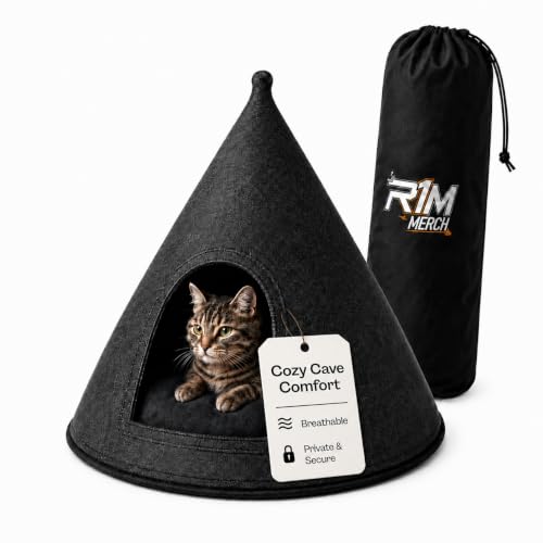 Cat Cave Bed for Indoor Cats & Small Dogs, Cozy Pet Cave House with Washable Removable Cushion, Cone-Shaped Cat Hideaway Bed, Soft Indoor Dog Tent for Small Pets, Gray