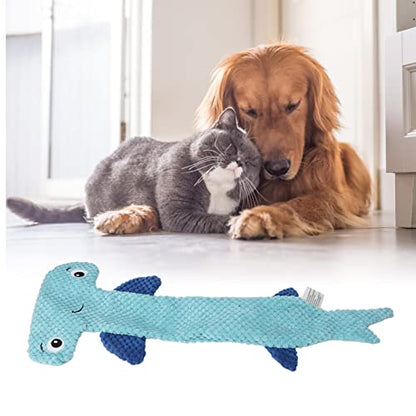 Dog Squeaky Toy, Stuffing Free Teeth Training Interactive Cute Plush Dog Chewing Toy, Squeaky Toys for Teeth Grinding Relieving Boredom Small Medium Large Dogs(Blue) - color: Blue