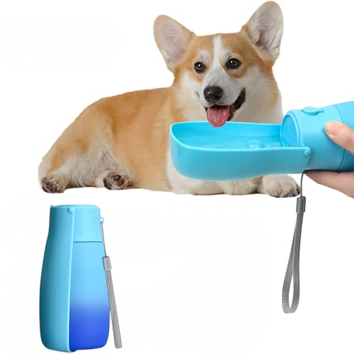 Dog Water Bottle, Travel Puppy Water Bowl, Leak Proof Portable Puppy Water Dispenser, Foldable Dog Water Bottle for for Pets Outdoor Walking, Hiking, Travel, Food Grade Plastic - 10oz Blue - color: Blue, size: 10OZ