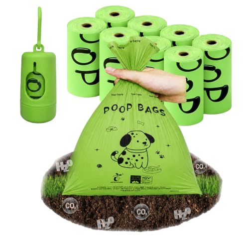 Biodegradable Dog Poop Bags, 120 Bags with Free Dispenser | ASTM D6400 & EN 13432 Compliant BPI Certified Poop Bags for Dogs, Unscented, Large, Earth Friendly Leakproof, Easy to Open - color: Green, size: 120 Count (Pack of 1)