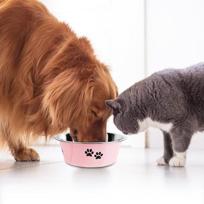 Stainless Steel Dog Bowls, Nonslip Rubber Bottom No Spill Proof Skid Metal Insulated Dog Bowls for Large Medium Small Breed Dogs (Pink, 8.5 Cups/71 OZ) - color: Pink, size: 8.5 Cups/71 OZ