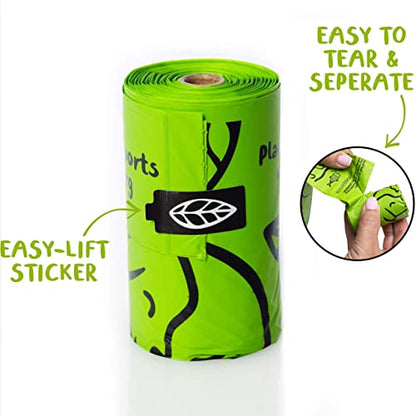 PLANET POOP Home Compostable Dog Poop Bags Extra-long with Handles 120 Un-Scented Pet Waste Bags Plastic Free, Thick Leakproof Plant-Based Doggy Bag, Cats & Dogs Pet Supplies - size: 120 Count (Pack of 1)