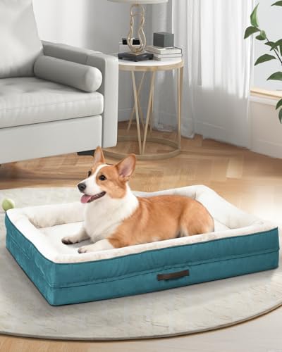 Upvilla Large Orthopedic Dog Bed, Four-Sided Cushioned Egg-Shaped Foam Dog Sofa, Waterproof Removable Cover, Pet Sofa Bed with Non-Slip Base, Large Pet Bed,Blue - color: Blue, size: 36"l x 24"w x 7"th