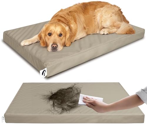 Waterproof Dog Bed for Crate Pad, Leather Pet Mat with Wipeable Removable Cover, Large Size Crate Mat - color: brown, size: 46"L x 28"W x 3"Th