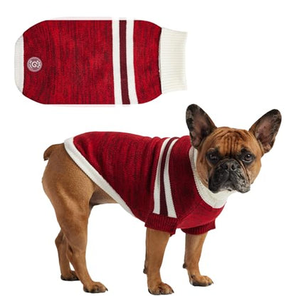 GF PET Trekking Sweater | Quality Multi-Knit Turtleneck for Small, Medium, Large Dogs | Warm Striped Heathered Pullover with Ribbed Armholes | 100% Acrylic | Machine Washable - Red - 2X Small - color: Red, size: 2X-Small