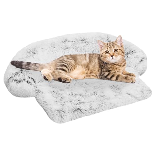 Calming Dog Bed Fluffy Plush Dog Mat for Furniture Protector with Removable Washable Cover for Large Medium Small Dogs and Cats (XS (31"x23.5"x5"), Light Grey) - color: Light Grey, size: 31.0"L x 23.5"W x 5.0"Th