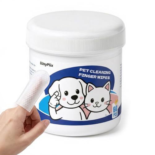 Vet-Recommended Dog & Cat Finger Wipes, Coconut Scent 60 Count, Gentle Dental Wipes Freshen Breath, Remove Plaque & Tartar, Clean Tear Stains & Ears, Replace Toothbrush & Paste for Timid Shy Pets