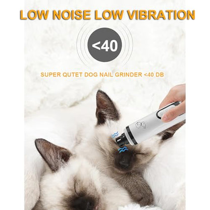 Dog Nail Grinder, 3-Speed, Ultra Quiet for Small to Large Dogs | Dual LED Lights for Quick Visibility, 7000-9000 RPM, <40dB, Ergonomic Grip, Multiple Grinding Ports, 2000mAh