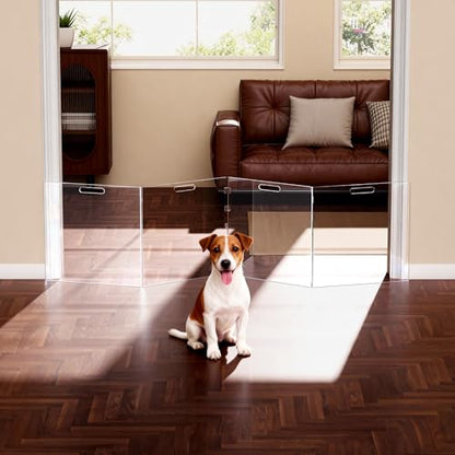 Acrylic Pet Playpen Gate for The House Doorways, Acrylic Pet Gate for Dogs, Freestanding, Clear (4 Panel) - size: 4 Panel