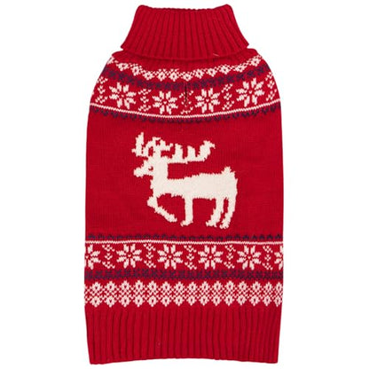 KYEESE Dog Christmas Sweater, Soft Turtleneck Dog Sweater for Small Dogs Boy Girl with Reindeer Pattern, Classic Winter Doggie Knitwear with Leash Hole, Cozy Warm Pet Clothes, Small - color: 2# Xmas, size: Small (4-7lbs)