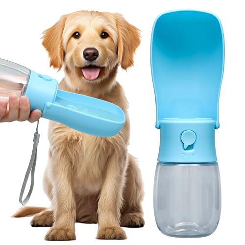 Dog Water Bottle, Leak Proof Portable Puppy Water Dispenser, Travel Puppy Water Bowl, Foldable Transparent Dog Water Bottle for Pets Outdoor Walking, Hiking, Travel, Food Grade Plastic - 10oz Blue - color: Transparent Blue, size: 10OZ